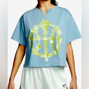 Nike Standard Issue crop shirt blue OVERSIZE FLY basketball Womens -Size Medium